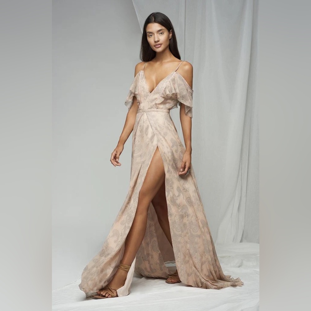 The Jetset Diaries Sublime Illusion Maxi Dress Blush Paisley Plunge Size Small